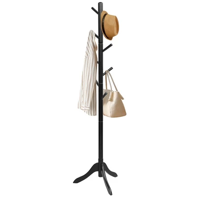 Costway Wooden Coat Rack Stand Entryway Hall Tree 2 Adjustable Height W/ 8 Hooks GrayBrown 14 Costway Wooden Coat Rack Stand Entryway Hall Tree 2 Adjustable Height W/ 8 Hooks GrayBrown - Image 12
