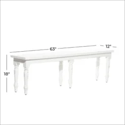 Farmhouse Long Wood Bench White - Olivia & May -Homcom Crosley Shop GUEST 01022552 7561 487a a357 9d7fedf08cf0