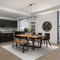 Industrial Metal And Brown Wood Bench Brown - Olivia & May -Homcom Crosley Shop GUEST 011792a3 fbd3 42d3 9e5a 50150d1fdb70