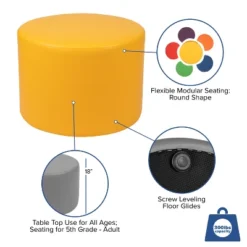 Flash Furniture Large Soft Seating Flexible Circle For Classrooms And Common Spaces - Yellow (18" Height X 24" Diameter) -Homcom Crosley Shop GUEST 01bedc77 716f 4e2a 9987 5bcac8ca70e0