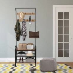 Costway Industrial Coat Rack Shoe Bench Hall Tree Entryway Storage Shelf With 9 Hooks -Homcom Crosley Shop GUEST 01fbbd95 93aa 41f4 978d 06f1dbb144d7