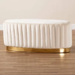 Kirana Velvet Upholstered And PU Leather Ottoman Gold - Baxton Studio -Homcom Crosley Shop GUEST 02c4e96f 5279 42e2 93e1 ab1e9a946bed