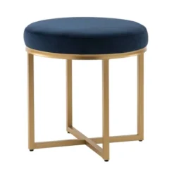 18" Round Ottoman With Metal Base - WOVENBYRD