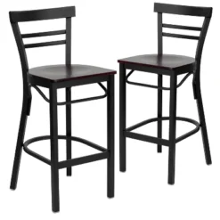 Emma And Oliver 2 Pack Two-Slat Ladder Back Metal Restaurant Barstool -Homcom Crosley Shop GUEST 033675a4 b80c 41a9 a6be fefcc5b46972