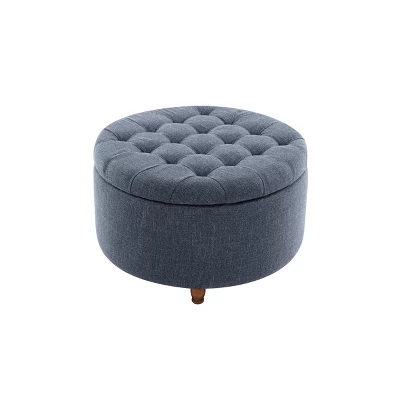 Large Round Tufted Storage Ottoman With Lift Off Lid - WOVENBYRD 9 Large Round Tufted Storage Ottoman With Lift Off Lid - WOVENBYRD - Image 7