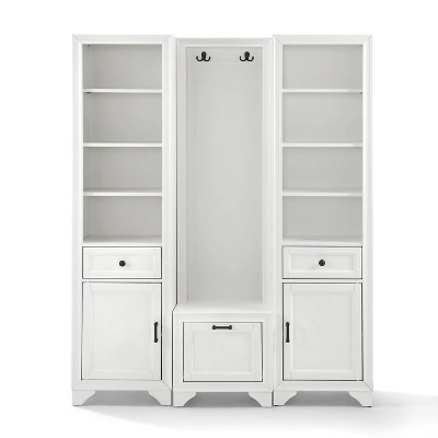 3pc Tara Entryway Set - Hall Tree And 2 Linen Cabinets Distressed White - Crosley 4 3pc Tara Entryway Set - Hall Tree And 2 Linen Cabinets Distressed White - Crosley - Image 2