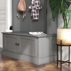 HOMCOM Hall Tree With Bench And Shoe Storage, Entryway Bench With Coat Rack, Mudroom Bench With Storage And Hooks For Hallway, Gray -Homcom Crosley Shop GUEST 053c44a5 095d 4759 8646 7f88b42b1083