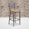 Emma And Oliver 2 Pack Clear Coated Ladder Back Metal Restaurant Barstool