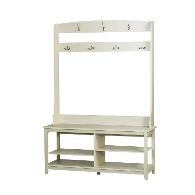 Saint Birch Hawksbury Modern Hall Tree & Shoe Bench, Antique White 3 Saint Birch Hawksbury Modern Hall Tree & Shoe Bench, Antique White