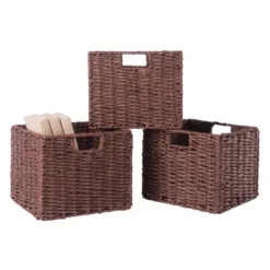 22.05" 4pc Milan Storage Hall Bench With Baskets Walnut - Winsome 26 22.05" 4pc Milan Storage Hall Bench With Baskets Walnut - Winsome -Homcom Crosley Shop GUEST 08f0a035 bc35 4b89 971b ba731e493b74