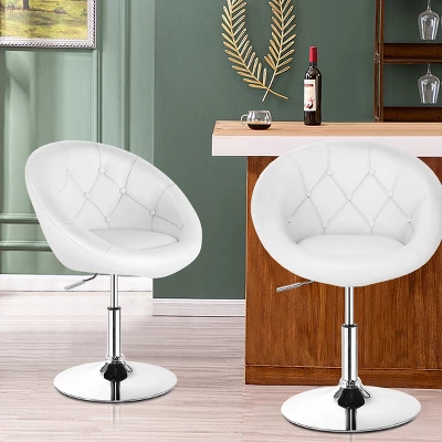 Tangkula Set Of 2 Modern Swivel Bar Stools Height Adjustable Round Tufted Back Accent Chair Black/White 3 Tangkula Set Of 2 Modern Swivel Bar Stools Height Adjustable Round Tufted Back Accent Chair Black/White