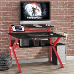 PVC Coated Ergonomic Metal Frame Gaming Desk Black/Red - The Urban Port 13 PVC Coated Ergonomic Metal Frame Gaming Desk Black/Red - The Urban Port -Homcom Crosley Shop GUEST 0a2a7f41 0cdc 4469 912b 74ba3bf7de6c