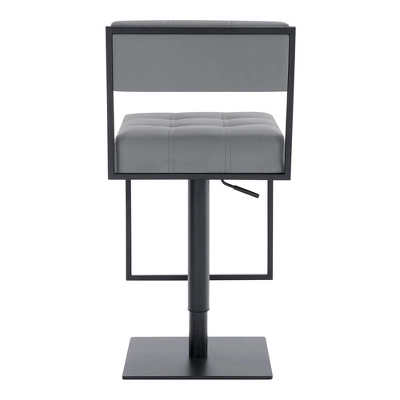 Michele Adjustable Faux Leather Metal Barstool Gray/Black - Armen Living 4 Michele Adjustable Faux Leather Metal Barstool Gray/Black - Armen Living - Image 2