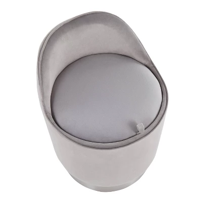 Marla Glam Vanity Stool Steel/Velvet Chrome/Silver - LumiSource 7 Marla Glam Vanity Stool Steel/Velvet Chrome/Silver - LumiSource - Image 5