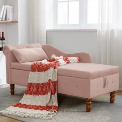 Bedroom Velvet Chaise Longue With Storage, Pillow And Nailhead Accents - ModernLuxe -Homcom Crosley Shop GUEST 0af61a5a 41c3 455c a54d 62f04b0ab8e9