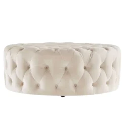 Beekman Place Velvet Button Tufted Round Cocktail Ottoman - Inspire Q -Homcom Crosley Shop GUEST 0ba15416 dfbe 4201 9742 fcbd2b118c1f