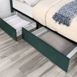 Hanger Glam Upholstered Bed With 4 Side Drawers - HOMES: Inside + Out -Homcom Crosley Shop GUEST 0d0f82c8 d1e6 4728 8c34 8c5a3906e4f3