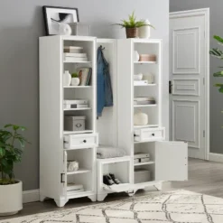 3pc Tara Entryway Set - Hall Tree And 2 Linen Cabinets Distressed White - Crosley 19 3pc Tara Entryway Set - Hall Tree And 2 Linen Cabinets Distressed White - Crosley -Homcom Crosley Shop GUEST 0dd80120 1d19 46de bd1f d294117d8447