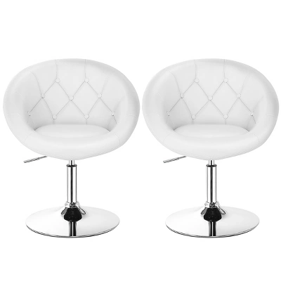 Tangkula Set Of 2 Modern Swivel Bar Stools Height Adjustable Round Tufted Back Accent Chair Black/White 10 Tangkula Set Of 2 Modern Swivel Bar Stools Height Adjustable Round Tufted Back Accent Chair Black/White - Image 8