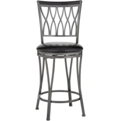 Elm Lane Black Swivel Bar Stools Set Of 2 24 1/2" High Traditional Round Cushion Upholstered Kitchen Counter Height Island Home -Homcom Crosley Shop GUEST 0e1873ff f09c 480d a942 94120c2f7100