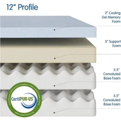 Vibe Gel Memory Foam 12-Inch Mattress | CertiPUR-US Certified | Bed-in-a-Box -Homcom Crosley Shop GUEST 0e242f99 50f5 4025 b2e4 14f99574602b