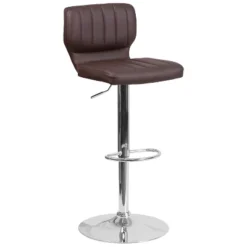 Flash Furniture Contemporary Vinyl Adjustable Height Barstool With Vertical Stitch Back And Chrome Base -Homcom Crosley Shop GUEST 0e32d24c 3160 4068 9445 c4a838822921