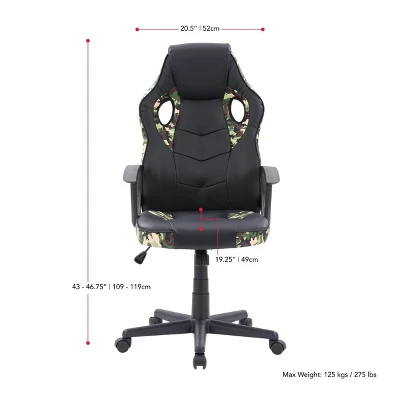 Mad Dog Gaming Chair Black And Camo - CorLiving 12 Mad Dog Gaming Chair Black And Camo - CorLiving - Image 10