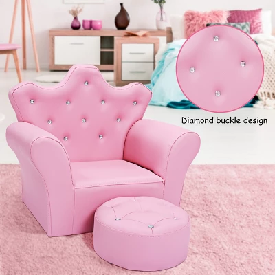 Costway Pink Kids Sofa Armrest Chair Couch Children Toddler Birthday Gift W/ Ottoman 3 Costway Pink Kids Sofa Armrest Chair Couch Children Toddler Birthday Gift W/ Ottoman