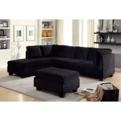 Simple Relax Flannelette Living Room Ottoman, Black -Homcom Crosley Shop GUEST 107969ab 04c3 4e0e 9df6 bc2a1e679017