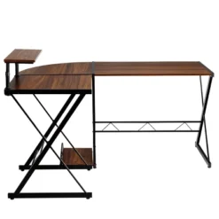 Tangkula L-Shaped Corner Desk Computer Gaming Table With Monitor Stand &Host Tray Black/Antique/Walnut -Homcom Crosley Shop GUEST 10a9f2ec 4d73 4f88 a126 3e27006fac9d