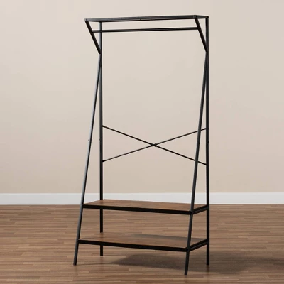 Laima Distressed Wood And Metal Finished Entryway Coat Hanger Brown/Black - Baxton Studio 8 Laima Distressed Wood And Metal Finished Entryway Coat Hanger Brown/Black - Baxton Studio - Image 6