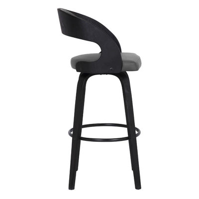 30" Shelly Contemporary Barstool Black/Gray - Armen Living 4 30" Shelly Contemporary Barstool Black/Gray - Armen Living - Image 2