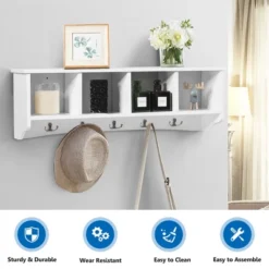 Costway Hanging Entryway Shelf Coat Rack Wall Mounted Storage Cabinets 18 Costway Hanging Entryway Shelf Coat Rack Wall Mounted Storage Cabinets -Homcom Crosley Shop GUEST 113aac24 b8e7 4a6c 95c9 ad150acbab30