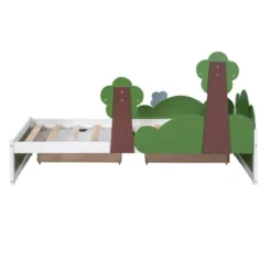 Twin Size Bed With Grass Hill And Trees Decor, White+Green - ModernLuxe 20 Twin Size Bed With Grass Hill And Trees Decor, White+Green - ModernLuxe -Homcom Crosley Shop GUEST 11520571 fffd 413c a26a 46afd16467f9