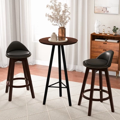 Costway Set Of 2 Upholstered Swivel Barstools 29'' Wooden Dining Chairs With Low Back Black 3 Costway Set Of 2 Upholstered Swivel Barstools 29'' Wooden Dining Chairs With Low Back Black