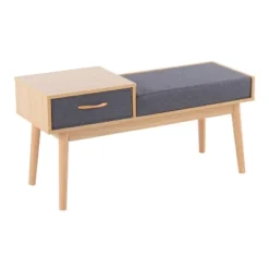 40" Telephone Polyester Wood Contemporary Bench - LumiSource -Homcom Crosley Shop GUEST 11bb6521 5e0e 4f6d a884 c6a984926849