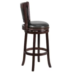 Emma And Oliver 29"H Panel Back Cappuccino Wood Swivel Seat Barstool -Homcom Crosley Shop GUEST 124eadd0 56de 40a8 af5a 4d55609528bd