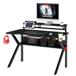 PVC Coated Ergonomic Metal Frame Gaming Desk With K Shape Legs Black - The Urban Port 10 PVC Coated Ergonomic Metal Frame Gaming Desk With K Shape Legs Black - The Urban Port -Homcom Crosley Shop GUEST 1263698f 8bee 4c72 9ef4 120c42d4fc1f