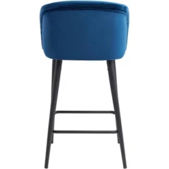 55 Downing Street Black Bar Stool 26" High Modern Blue Velvet Upholstered With Backrest Footrest For Kitchen Counter Height Island -Homcom Crosley Shop GUEST 128e424a 23bd 4281 aba7 19ee60ef6169