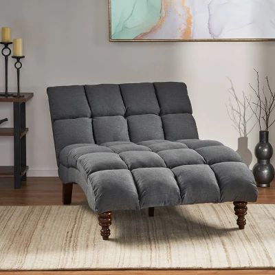 Kaniel Traditional Tufted Fabric Double Chaise - Christopher Knight Home 3 Kaniel Traditional Tufted Fabric Double Chaise - Christopher Knight Home