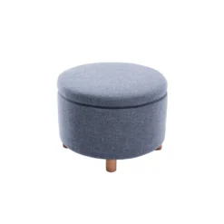 Large Round Storage Ottoman With Lift Off Lid - WOVENBYRD -Homcom Crosley Shop GUEST 138063e9 ed63 435a ab7d 36bcf65e5c1a