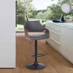 Aspen Adjustable Faux Leather Metal Swivel Barstool Gray/Black - Armen Living -Homcom Crosley Shop GUEST 13bdc3e4 02a9 4b27 9fcc 1d5851cbe950