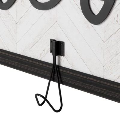 50.5" X 18.5" 5 Hook Shabby Chic Welcome Framed Coat Rack - American Art Decor 7 50.5" X 18.5" 5 Hook Shabby Chic Welcome Framed Coat Rack - American Art Decor - Image 5