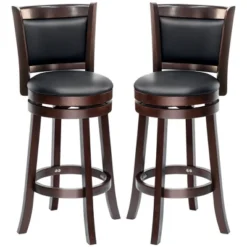 HOMCOM Classic Bar Stool Swivel Barstool With PU Leather Upholstered Mid-Back And Footrest, 30.25 Inch Seat Height, Set Of 2, Black 9 HOMCOM Classic Bar Stool Swivel Barstool With PU Leather Upholstered Mid-Back And Footrest, 30.25 Inch Seat Height, Set Of 2, Black -Homcom Crosley Shop GUEST 1403beb2 9be9 4c3e ac47 f99531fec263