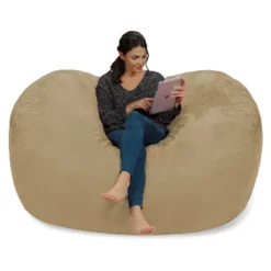 6' Large Bean Bag Lounger With Memory Foam Filling And Washable Cover - Relax Sacks -Homcom Crosley Shop GUEST 1441c2e3 f8ab 4e3e 9dc6 e4c3c9144e75