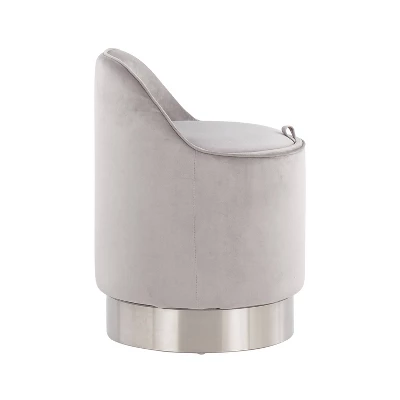 Marla Glam Vanity Stool Steel/Velvet Chrome/Silver - LumiSource 3 Marla Glam Vanity Stool Steel/Velvet Chrome/Silver - LumiSource