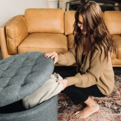 Large Round Tufted Storage Ottoman With Lift Off Lid - WOVENBYRD 36 Large Round Tufted Storage Ottoman With Lift Off Lid - WOVENBYRD -Homcom Crosley Shop GUEST 151792db 8313 4d4f a8cd 7219b7b43068