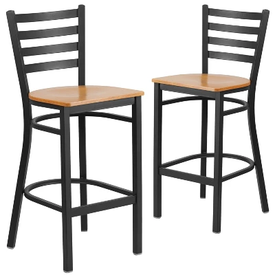 Emma And Oliver 2 Pack Ladder Back Metal Restaurant Barstool 4 Emma And Oliver 2 Pack Ladder Back Metal Restaurant Barstool - Image 2