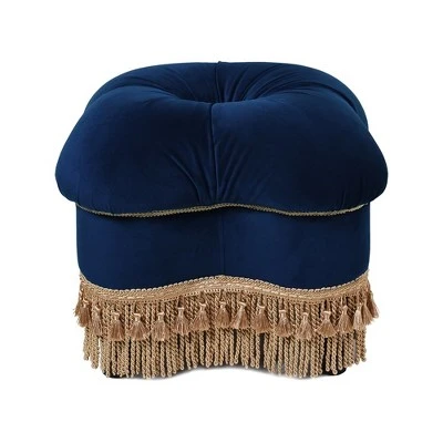 Jennifer Taylor Home Ellen 20" Square Upholstered Clover Ottoman With Bullion Fringe 9 Jennifer Taylor Home Ellen 20" Square Upholstered Clover Ottoman With Bullion Fringe - Image 7