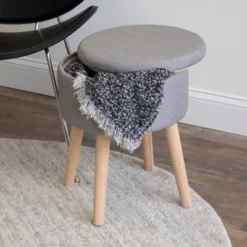 Round Storage Ottoman With Reversible Tray Cover - Humble Crew -Homcom Crosley Shop GUEST 166e5613 366b 4076 9739 7cb4e08b679d